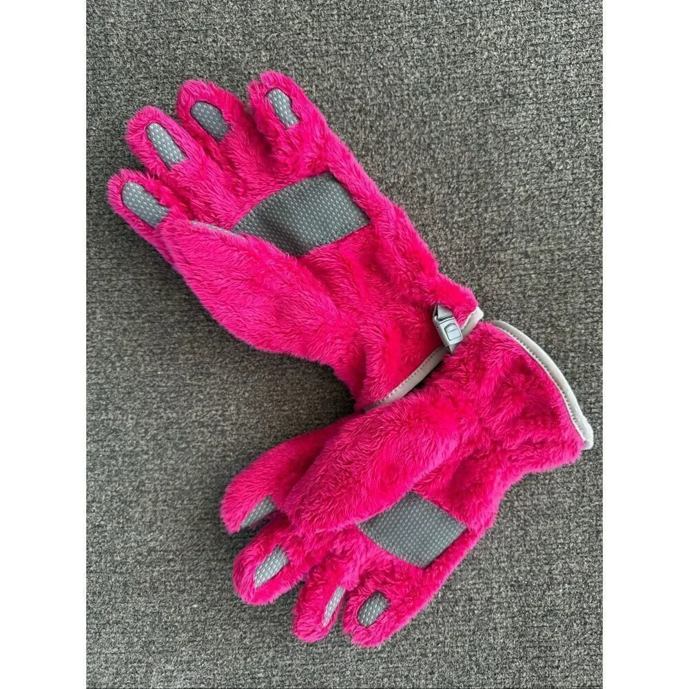 The North Face Girls Denali Pink Fluffy Gloves Medium